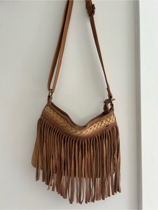 Handbags - Fringe Suede Crossbody Bag Brown country boho